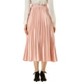 thumbnail image 3 of DARING DIVA Women's A-line High Waist Pleated Midi Skirt L Pink, 3 of 7