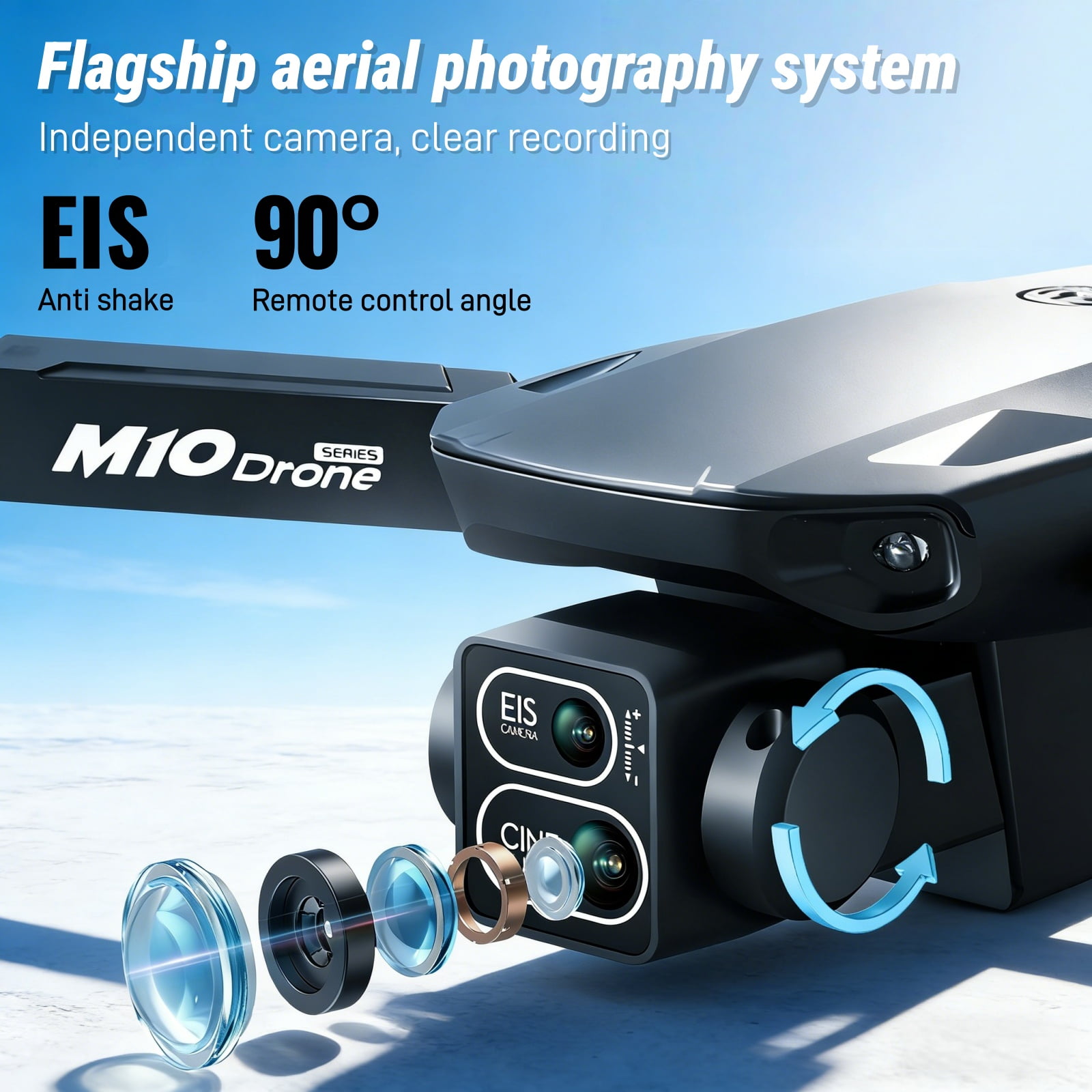 Foldable Dual-Camera Drone with Brushless Motor, Optical Flow Positioning, 4K HD FPV, Long Flight Time with 2 Batteries, Remote Control – Black.