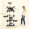 thumbnail image 2 of 79" Tall Dark Grey Cat Tree Condo - Multi-Level Scratching Post & Activity Center for Indoor Cats - Sturdy Bamboo & Plush Design - Living Room/Bedroom Use, 2 of 7