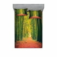 thumbnail image 2 of Ambesonne Fall Fitted Sheet & Pillow Sham Set, Warm Autumn Dramatic Road, Twin, Green, 2 of 3