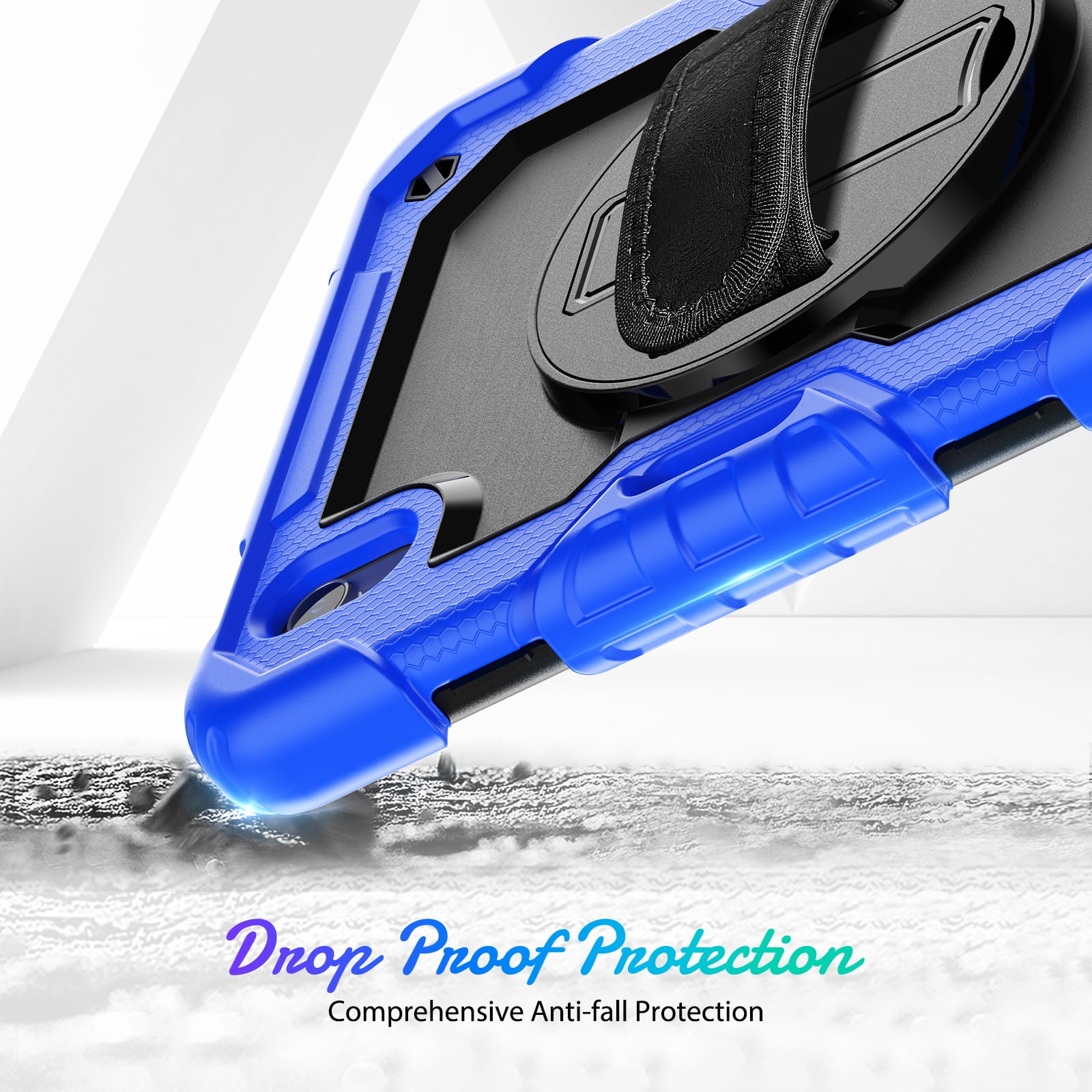 Shockproof Case for Apple iPad mini 6 /7 8.3" with Build In Screen Protector, Rugged Rotating Stand Shoulder Strap Pencil Holder Kids Friendly Bumper Case for Apple iPad mini 6/ Mini 7, Blue
