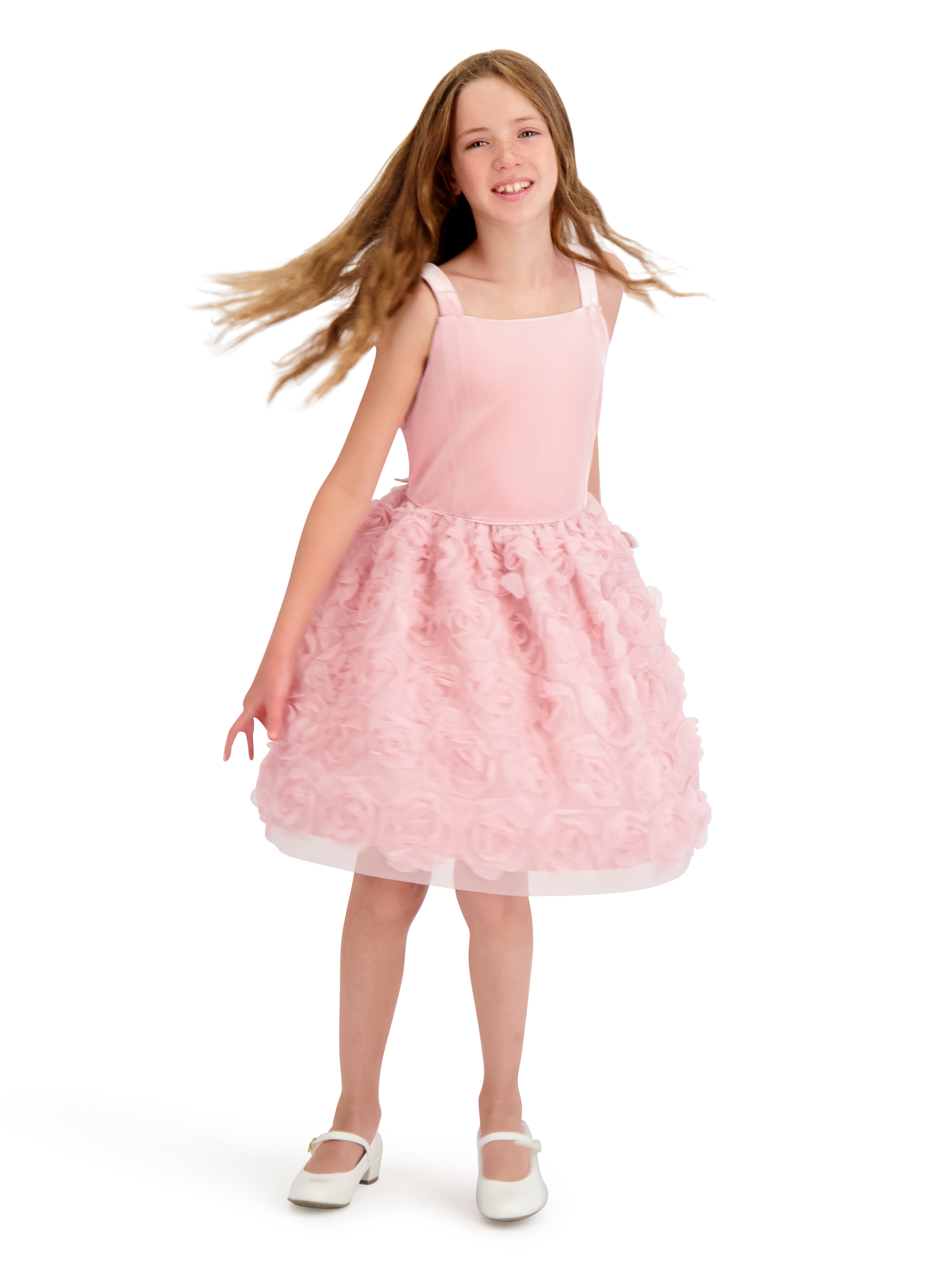 Kensie Girl Velvet Glitter Rosette Tank Dress, Sizes 4-16