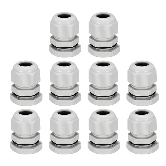 10Pcs PG16 Cable Gland Waterproof Joint Adjustable White for 7mm-12mm Dia Wire