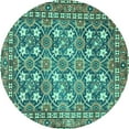 thumbnail image 1 of Ahgly Company Machine Washable Indoor Round Persian Turquoise Blue Traditional Area Rugs, 6' Round, 1 of 4