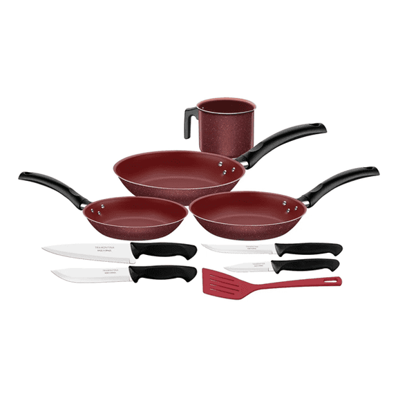 Bateria de Cocina 9 pz Tramontina Turim Aluminio antiadherente Starflon T1