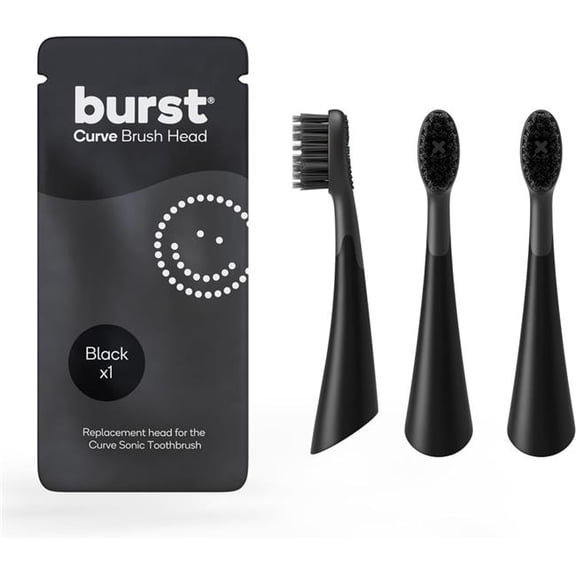 Burst HD-3CurveBlack BURST Replacement Heads for Curve Sonic Electric Toothbrush (3 Pack/Black)