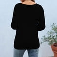 thumbnail image 4 of Maqroz Women Round Neck Top Three Quarter Sleeve Solid Color Tops Elegant Blouse Soft Summer Loose Comfy Daily Wear Fashion Breathable Lightweight Outfits, 4 of 6