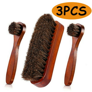 6.5 IN. Shoe Brush Boot Brush Leather Brush 100% Horsehair Shoe Polish Shoe  Shine Brush for Leather For Cleaning light Bristles 1 Pc. 