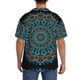thumbnail image 3 of Lsque Mandala print Men's Cuban Collar Short Sleeve Shirt Summer Beachwear Casual Button Down Fashionable Vacation Leisure Shirt-Medium, 3 of 7