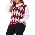 thumbnail image 4 of GRACE & GRANDEUR Women's Plus Size V Neck Sleeveless Pullover Knit Sweater Vest 4X Burgundy, 4 of 6