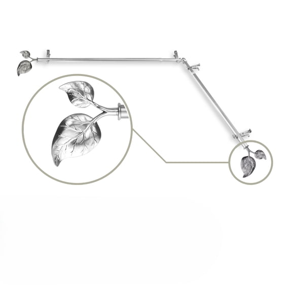 Contemporary Home Living Contemporary Leaf Motif Corner Window Curtain Rod - 251" - Satin Nickel