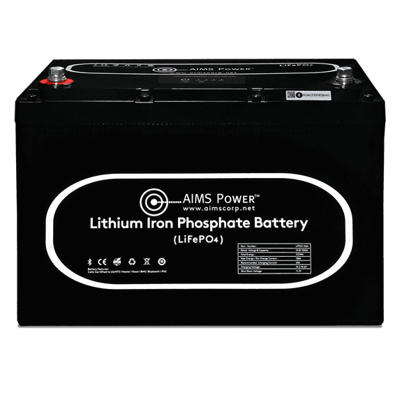 AIMS Power LiFePO4 12 volt 104 AH Lithium Battery - Bluetooth - Wake Up - Heater