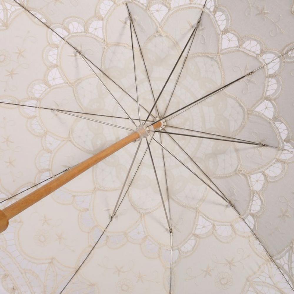 Lace Umbrella Wedding Vintage Parasol Umbrella Wooden Handle Clear Umbrellas Decoration for Bridal Photo Props Kids Gift Japanese Chinese Umbrella，Apricot - image 5 of 8