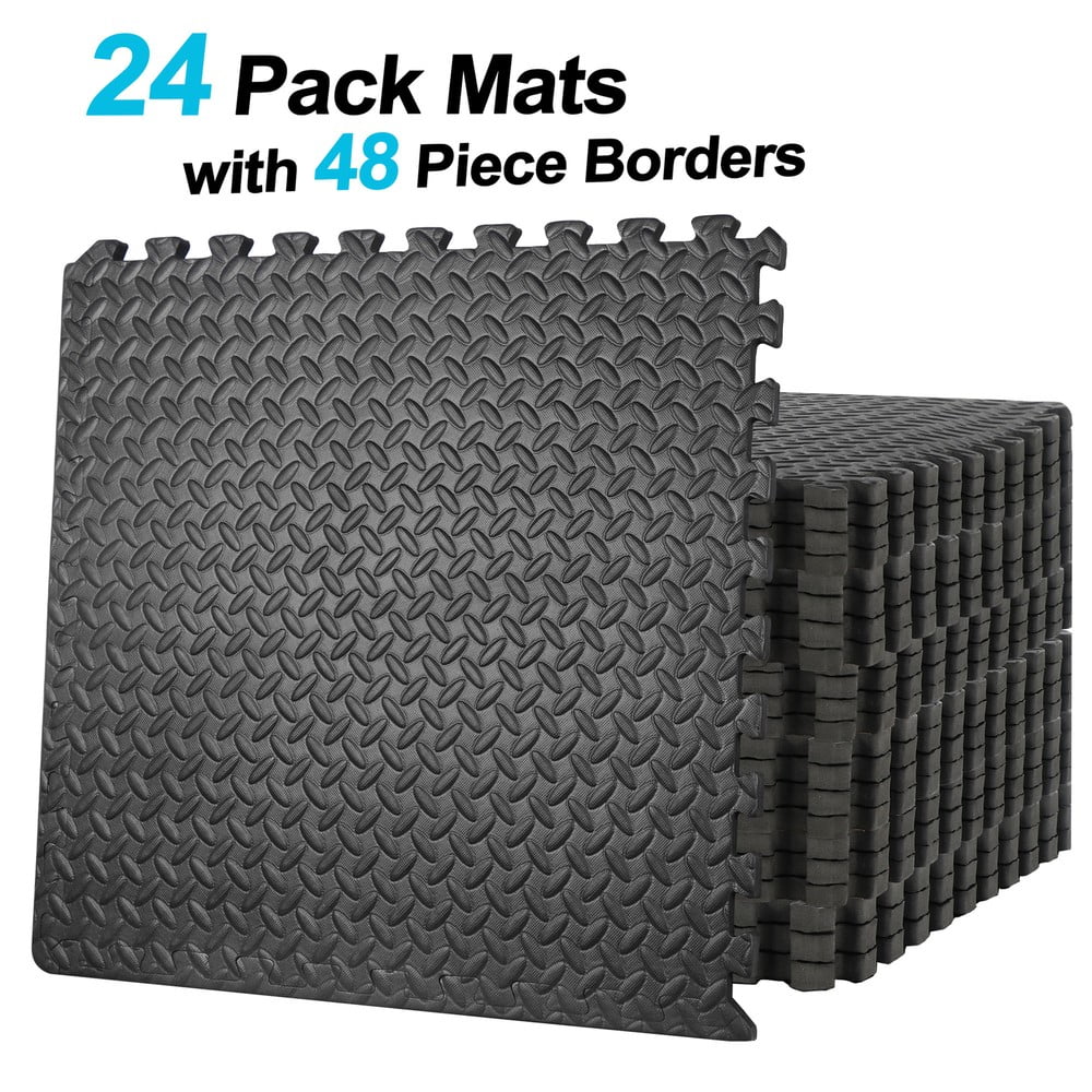 SONGMY 96-Piece Puzzle Exercise Mat, EVA Foam Interlocking Tiles 384 SQ. FT Coverage, Gym Floor Mats for Exercise