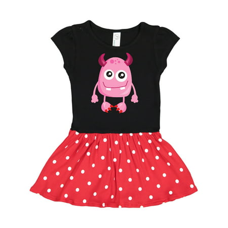 

Inktastic Cute Monster Smiling Monster Pink Monster Horns Gift Toddler Girl Dress