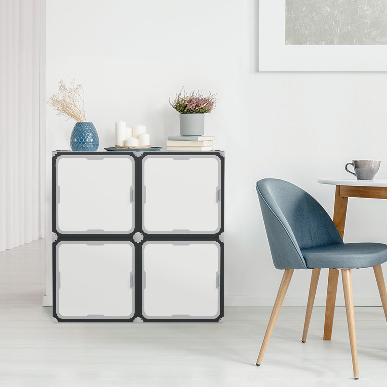 13.6"x12"x12" 4 pcs Home Storage Cabinet with Folding and Combination Function,White