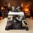 thumbnail image 2 of Erosebridal Gothic Patchwork Twin Sheets, Raven Skull Bedding, Dark Brown Tan, Black Reversible, 3 Pieces, 1 Flat Sheet, 1 Fitted Sheet and 1 Pillowcase, 2 of 6