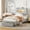 Gray, variant on LED Twin Bed Frame with 2-Tier Storage Headboard, Upholstered Platform Bed with Charging Station & Drawer for Boys and Girls, Heavy Duty Metal Support, No Box Spring Needed, Beige