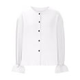thumbnail image 6 of hotojiny Button down Shirt for Women Fashion Long Sleeve Basic Top Spring Crew Neck Clothes, 6 of 7
