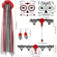 thumbnail image 6 of HOWAF Halloween Day of the Dead Headband Veil Rose Floral Crown Mexican Headband Halloween Face Tattoos Day of The Dead Tattoo Halloween Lace Necklace Bracelet Earrings for Women Halloween Costume, 6 of 7