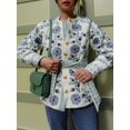 thumbnail image 3 of Chaqueta de algodón con estampado Floral para mujer, abrigos ajustados de un solo pecho con cordones y cinturón, moda de invierno, 2024, 3 of 5