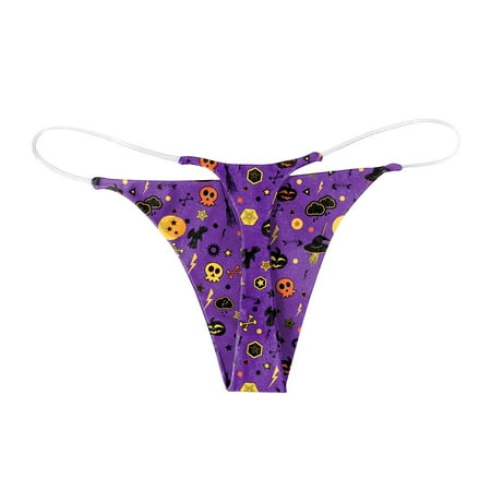 

Qcmgmg Women Print Thong Seamless Plus Size Panties T-Back Low Waisted Underwear