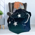 thumbnail image 4 of Moon Soft Flannel Fleece Throw Blanket, Cartoon Style Night Sky with Swirled Clouds Stars and Moon Dotted Lines, Cozy Plush for Indoor and Outdoor Use, 50" x 70", Dark Blue Salmon White, by Ambesonne, 4 of 5