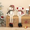 thumbnail image 4 of Vintage Snowman Figurine with Woven Fabric Design and Plaid Scarf, Rustic Christmas Decoration for Home Table Shelf, Holiday Party Gift, 4 of 5