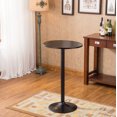 thumbnail image 4 of 3-Piece Metal Frame Bar Table Set, Round Cocktail Table and Leather Adjustable Height Swivel Chairs, Modern Counter Height Table Set with 2 Bar Stool for Kitchen, Office, Black, 4 of 7