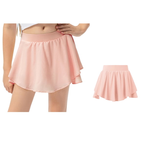 Girls Yoga Sports Pink Skirt Loose and Breathable Tennis Running Skirt Light Athletic Flowy Skorts Skirts 6-7 Years