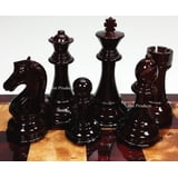 4 Q Staunton MODERN BERLINER Wood Chess Set 18" Black White Faux Leather Board