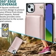 thumbnail image 6 of iPhone 14 Plus Crossbody Wallet Case, Zipper Pocket Phone Case Cross Body Strap with RFID Blocking Carring Bag Credit Card Premium Leather For iPhone 14 Plus - 6.7", Rosegold, 6 of 9
