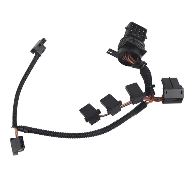 arnés de cableado interno de transmisión automática 4r44e 4r55e compatible con ford explorer nuevo arnés de transmisión en ABS negro con varios conectores (incluye conector de 8 pines), funda corrugada protectora y ramificaciones de cable visibles sobre fondo blanco; reemplazo directo para OEM F5TZ-7Z409B/56986A y a menudo usado por talleres para pruebas y diagnóstico de sensores.