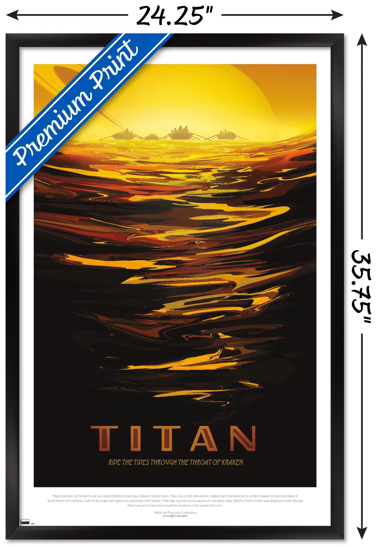 NASA - Titan Travel Poster Wall Poster, 22.375" x 34" Framed