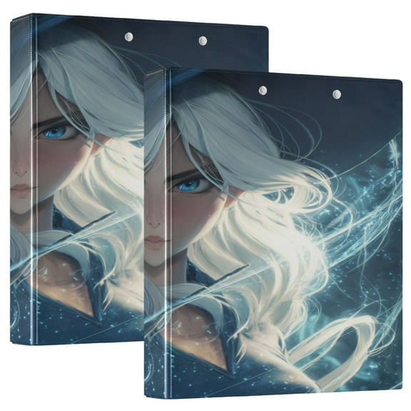 3 Ring Binder 1.5 inch Round Rings with Interior Pockets Binders Organizer Office School 2Pack Blue-eyed Grimoire