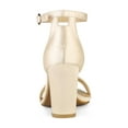thumbnail image 2 of Women's Back to School Ankle Strap Block Heels Sandals Nude (Size 9.5), 2 of 6
