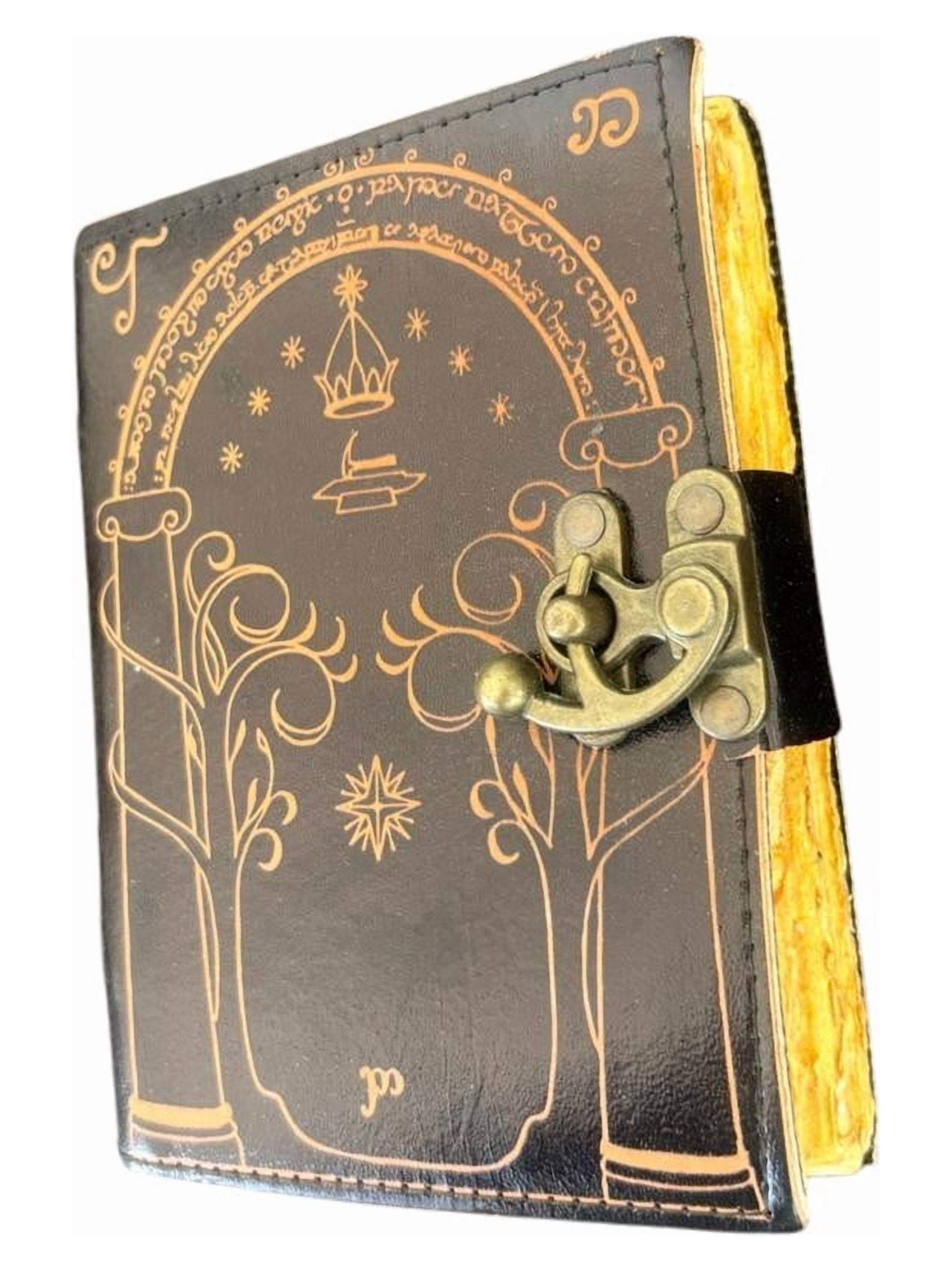 Handmade Leather Journal 5x7 Inch – Vintage Door Design Cover, Deckle Edge Paper Notebook, Lock Diary, 200 Pages