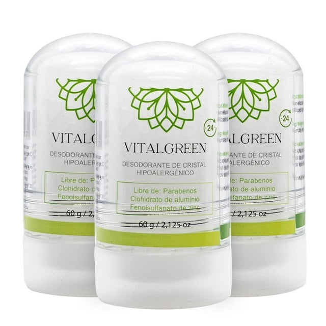 Desodorante de Piedra Natural Vital Green 3 Pzas 60 g c/u