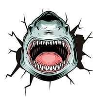 LAMIRO 3D Broken Shark Wall Stickers Tropical Fish Diy Wall Decals Art Decor for Living Room Children'S Room Bedroom Playroom Mural Boys Gift Shark Stickers