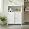 thumbnail image 4 of Redmon Double Door Bathroom Floor Cabinet with Open Shelf Storage, White, 4 of 8