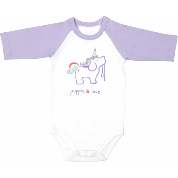 Unicorn - 6-12 Months 3/4 Length Purple Sleeve Onesie