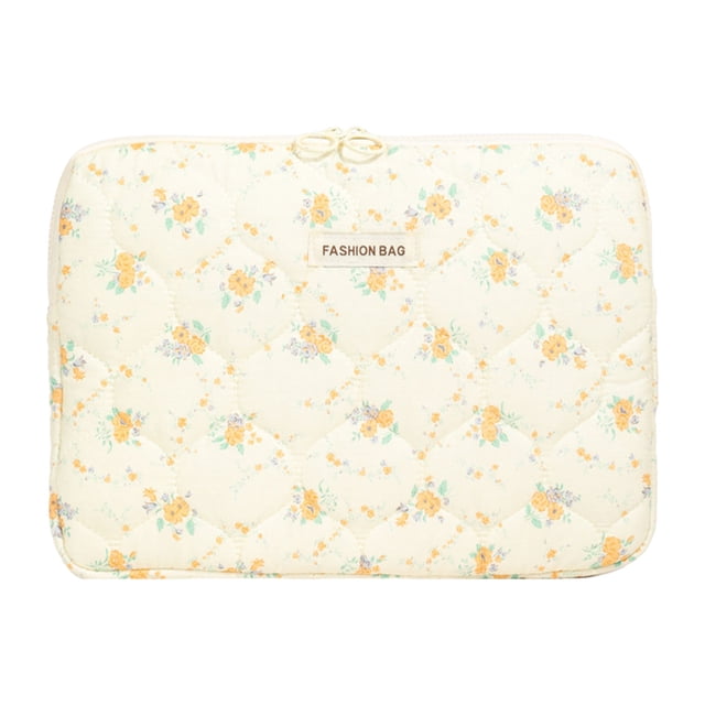 Housse d'Ordinateur Portable Florale Résistante aux Rayures avec Fermeture Éclair Lisse, Sac d'Ordinateur Floral avec Courtepointe Florale Charmante Jaune 13 Pouces