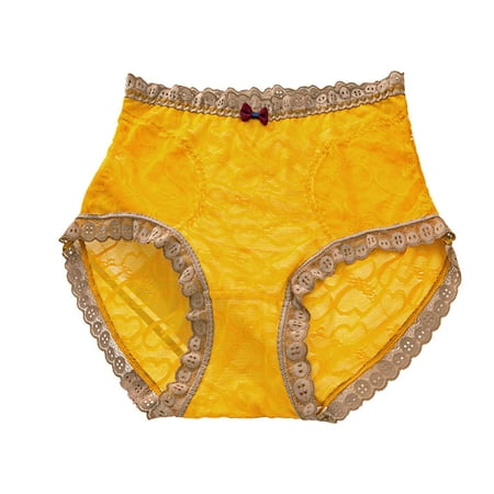 

Women Waisted Lace Underwear Lace Trim Soft Cotton Breathable Breathable Full Coverage Briefs Bowknot Knickers T Back Low Waist Panties Cotton Seamless Lace Thongs For Women Yellow L