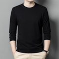 thumbnail image 1 of Men Solid Color Pullover O Neck Long Sleeve Sweateshirt Casual Loose Top Autumn, 1 of 8