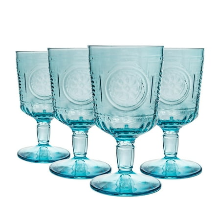 Bormioli Rocco 335945GRS021522 Romantic Stemware Glass, Set of 4, 10.75 oz, Light Blue