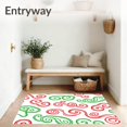 thumbnail image 3 of ODIKA 5'x7' Machine Washable Non-Slip Area Rug, Festive Cane Swirl with Twisting Stripe Motifs High Traffic Rug with Pad, Red, 647912, 3 of 8
