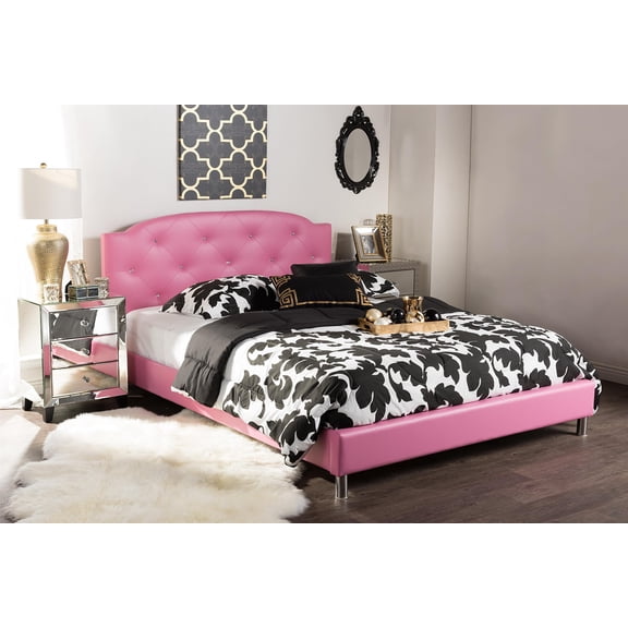 Bowery Hill Faux Leather Tufted Queen Platform Bed
