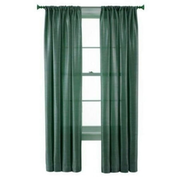 MR2 Hunter 2-PC Set rod pocket faux silk window curtain treatment set of two 2 solid semi sheer voile panels 55" W x 95" L (Each)