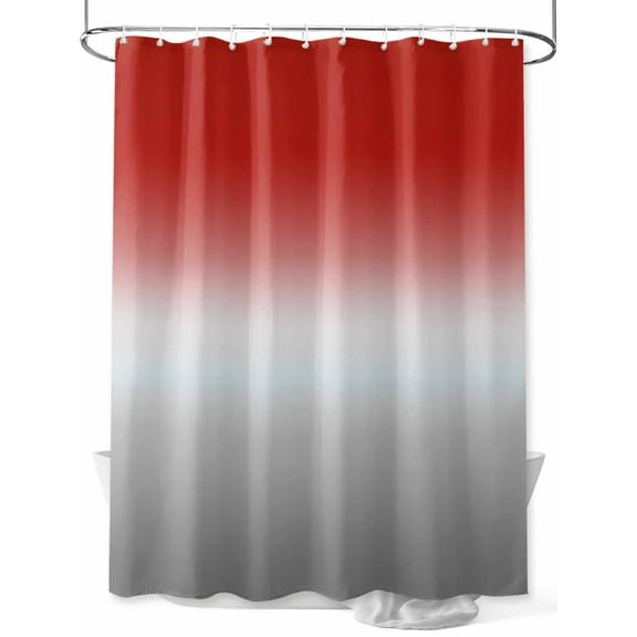 Abstract Shower Curtain, Red Grey Gradient Modern Art Waterproof Shower Curtain Set with 12 Hooks Lightweight Washable Fabric Shower Curtains for Bathroom 48x72 Inches