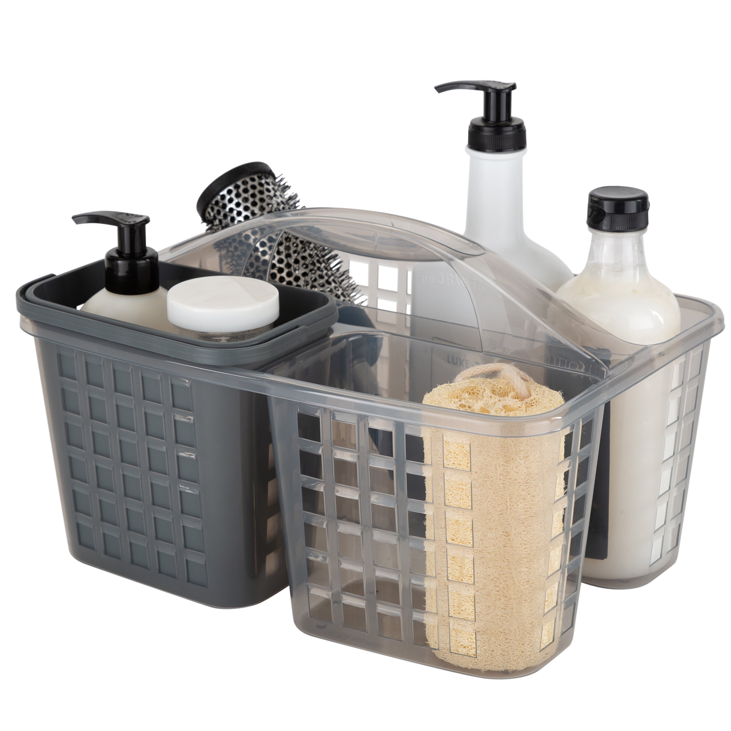 Bath Bliss 2 in 1 Plastic Portable Bath Tote Shower Caddy, Gray